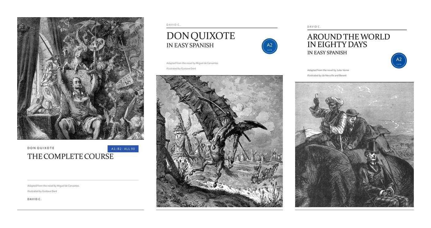 The covers of the complete course and the two graded readers, side by side.